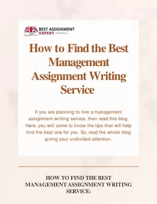 how to find the best management assignment