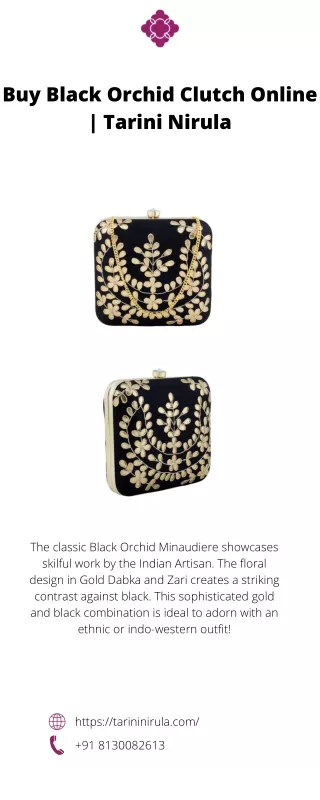 Buy Black Orchid Clutch Online | Tarini Nirula