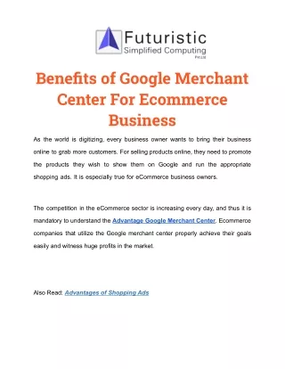 Benefits of Google Merchant Center For Ecommerce Business