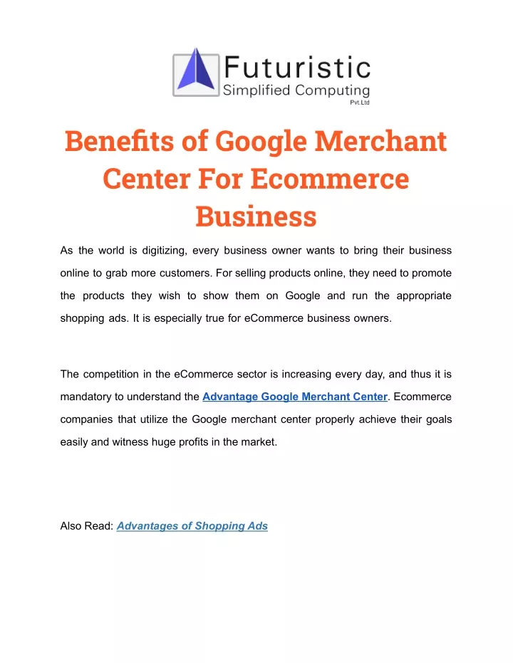 benefits of google merchant center for ecommerce