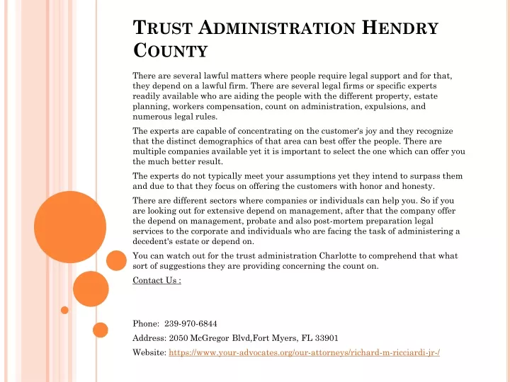 trust administration hendry county