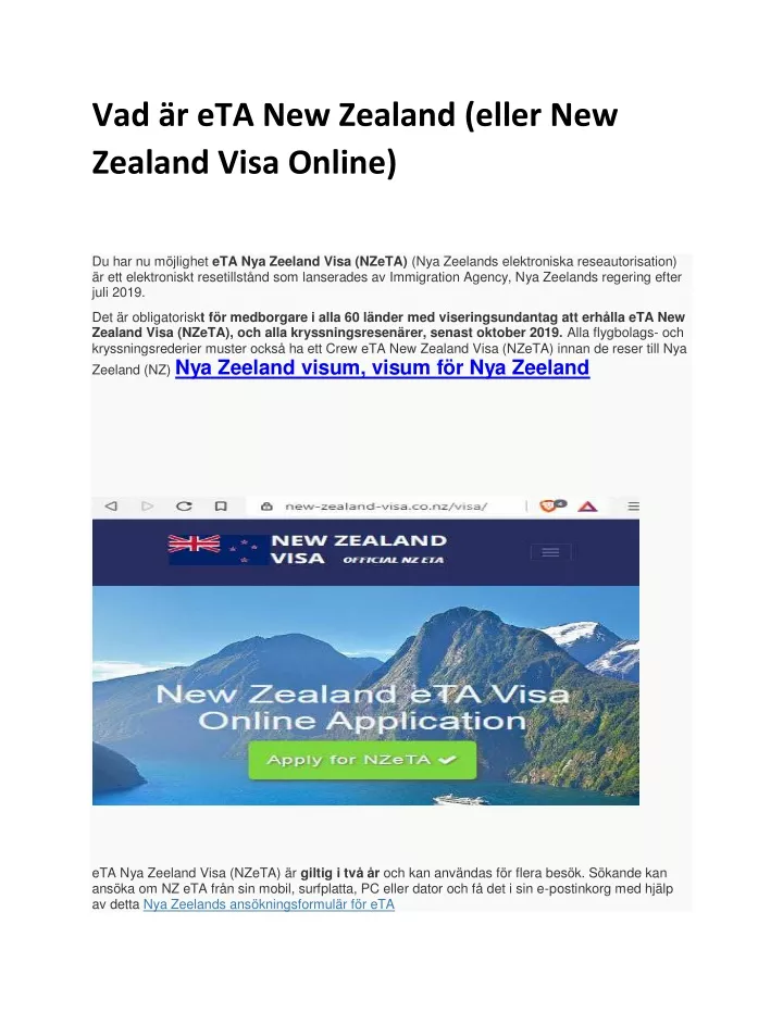 vad r eta new zealand eller new zealand visa