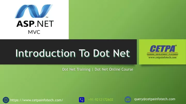 dot net training dot net online course