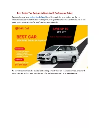 best online taxi booking in ranchi with
