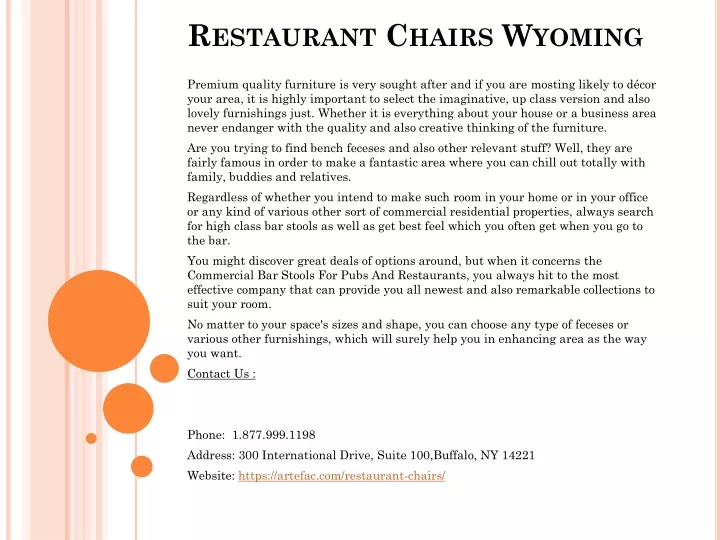 restaurant chairs wyoming