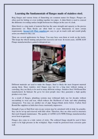 Learning the fundamentals of flanges made of stainless steel