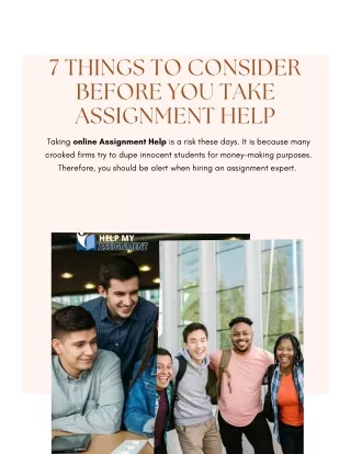 7 Things To Consider Before You Take Assignment Help