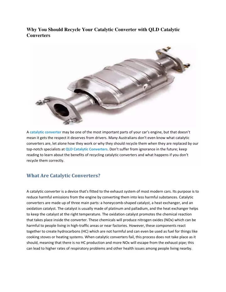 why you should recycle your catalytic converter