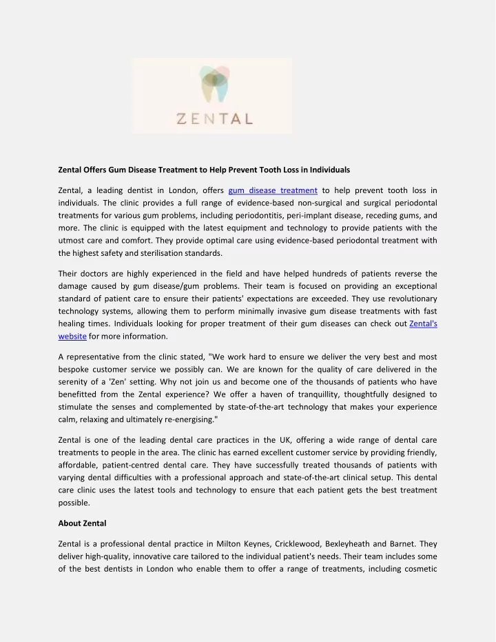 zental offers gum disease treatment to help