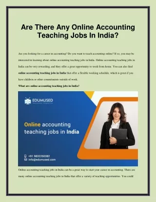 online accounting teaching jobs in India