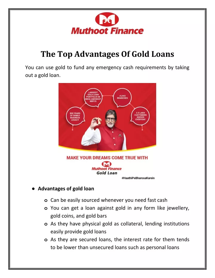 the top advantages of gold loans