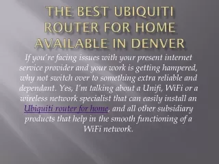 The Best Ubiquiti Router for Home Available in Denver