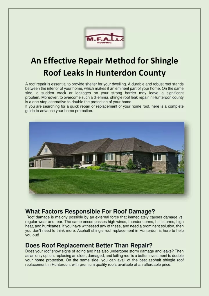 an effective repair method for shingle roof leaks
