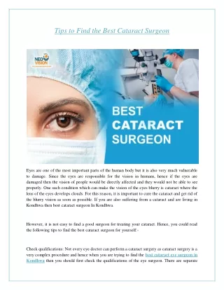 Tips to Find the Best Cataract Surgeon