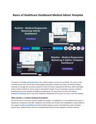 basics of healthcare dashboard medical admin