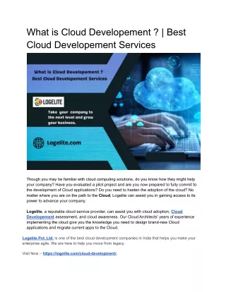 what is cloud developement best cloud