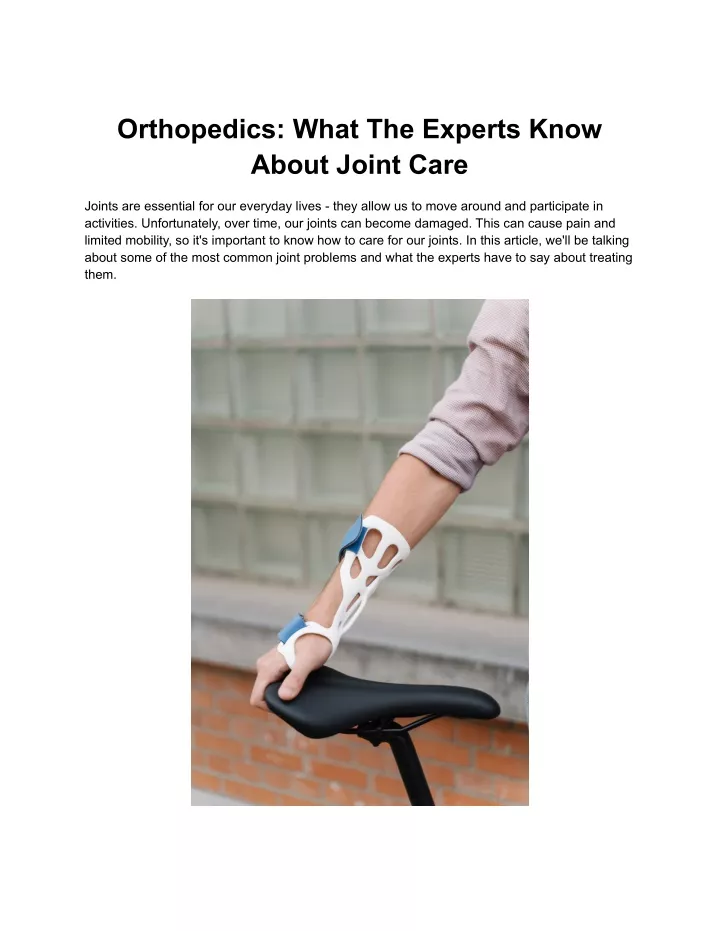 orthopedics what the experts know about joint care