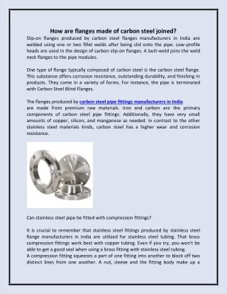 how are flanges made of carbon steel joined slip