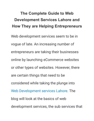 the complete guide to web development services