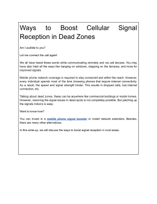 ways reception in dead zones