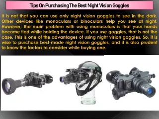 Tips On Purchasing The Best Night Vision Goggles