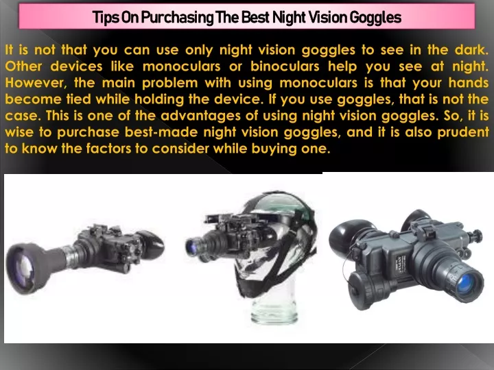 tips on purchasing the best night vision goggles