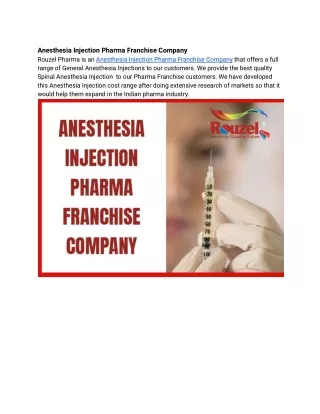 Anesthesia Injection Pharma Franchise Company