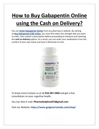 how to buy gabapentin online using the cash