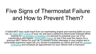 five signs of thermostat failure
