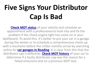 five signs your distributor cap is bad
