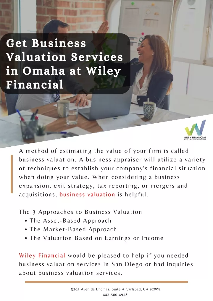 get business valuation services in omaha at wiley