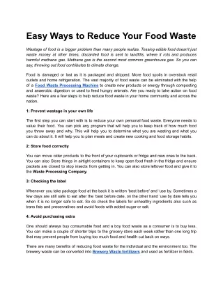 Easy Ways to Reduce Your Food Waste