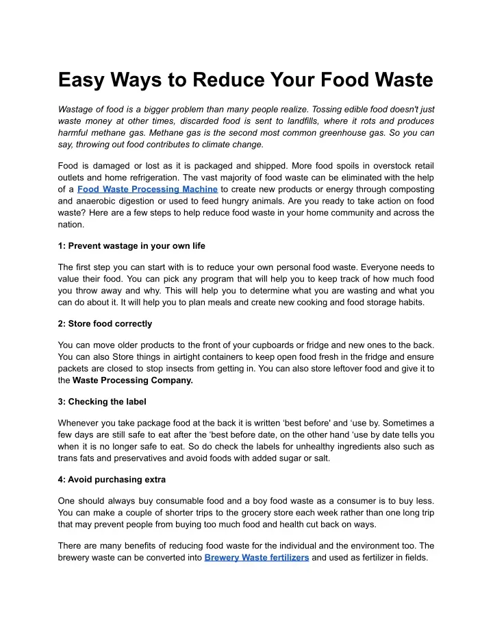 easy ways to reduce your food waste