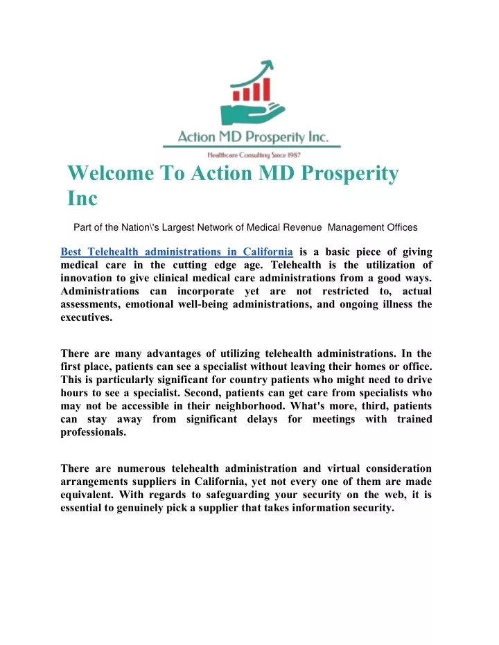welcome to action md prosperity inc