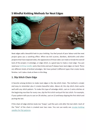5 mindful knitting methods for neat edges