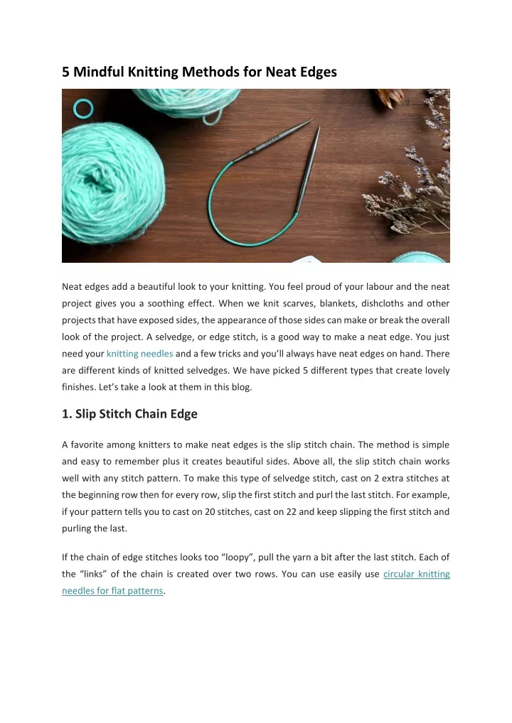 5 mindful knitting methods for neat edges