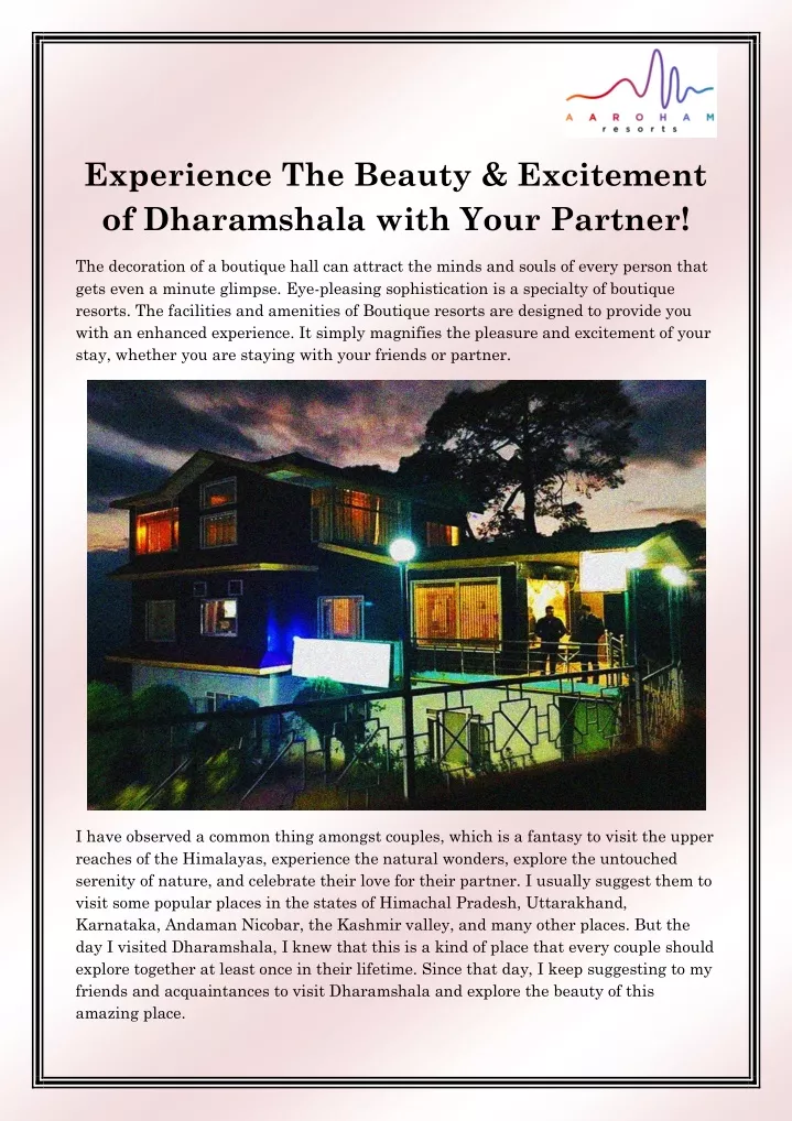 experience the beauty excitement of dharamshala