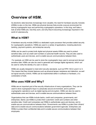 overview of hsm