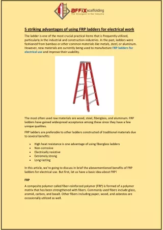5 striking advantages of using frp ladders