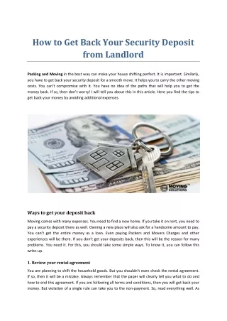 How to Get Back Your Security Deposit from Landlord