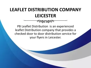 Leaflet Distribution Company Leicester