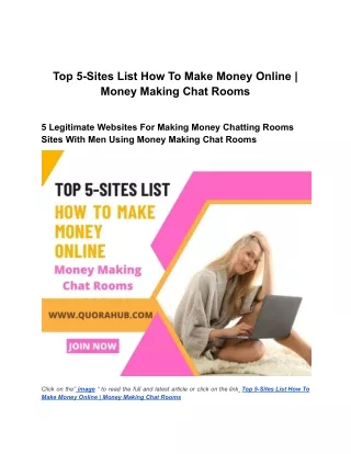 Top 5-Sites List How To Make Money ,Online Money Making Chat Rooms
