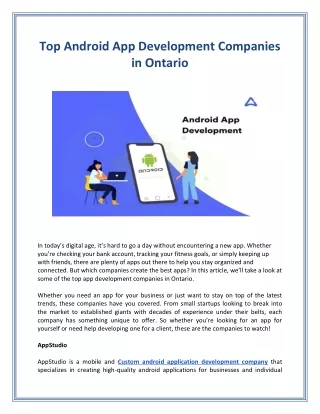 Top Android App Development Companies in Ontario