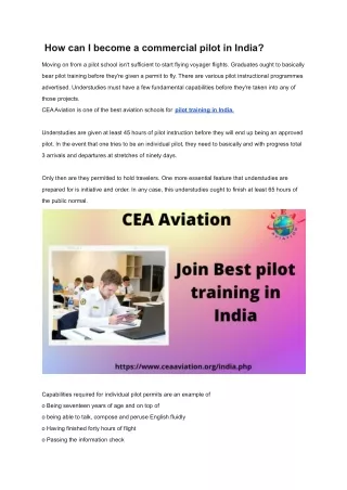 how can i become a commercial pilot in india