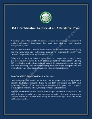 Advantages of ISO certification service | International Quality Certification LL