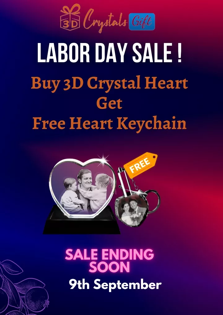 buy 3d crystal heart get free heart keychain