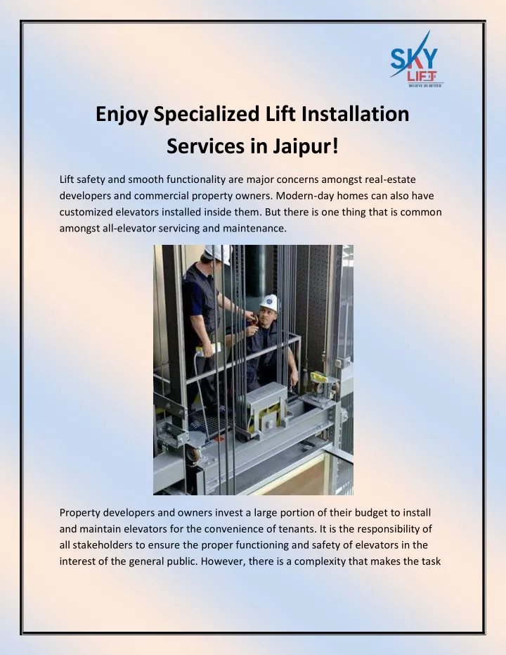 enjoy specialized lift installation services