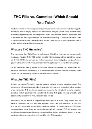 THC Gummies or Pills - Which Should I Buy in the USA