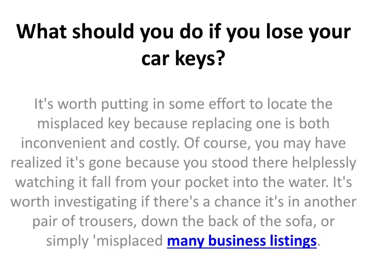 what should you do if you lose your car keys