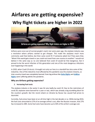 Airfares are getting expensive Why flight tickets are higher in 2022